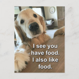 Funny Golden Retriever ik zie dat je een voedselth Briefkaart