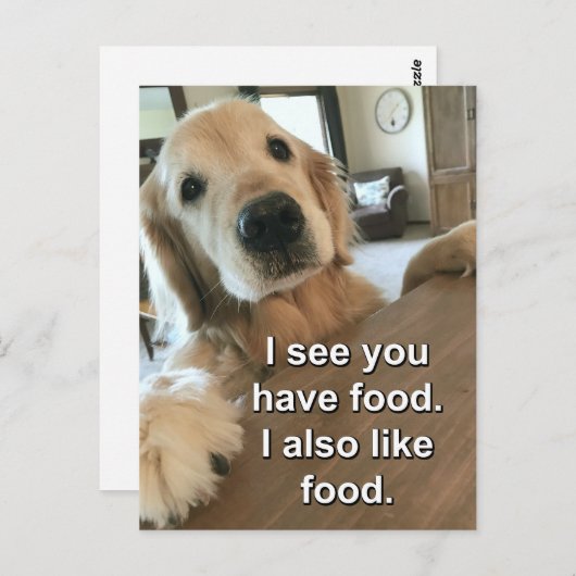 Funny Golden Retriever ik zie dat je een voedselth Briefkaart (Voorkant / Achterkant)