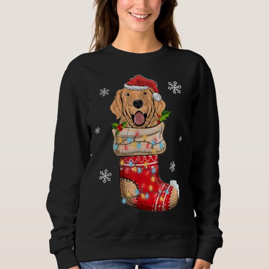 Funny Golden Retriever in Socks-kerstfeestdagen Trui (Voorkant)