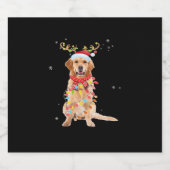 Funny Golden Retriever kerstboom Santa Reinde Sparkling Wijnetiket (Enkel label)