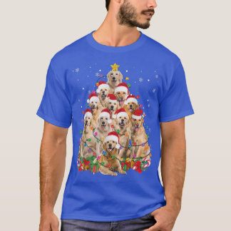 Funny Golden Retriever kerstlampboom Dog L T-shirt