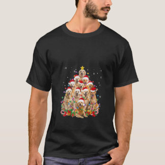Funny Golden Retriever kerstlampboom Dog L T-shirt