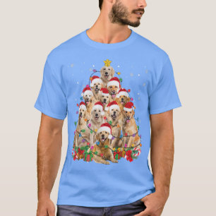 Funny Golden Retriever kerstlampboom Dog L T-shirt