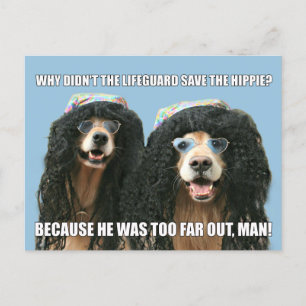 Funny Golden Retriever Lifeguard Hippie Joke Briefkaart