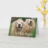 Funny Golden Retriever Lion Dogs Birthday Kaart (Gele Bloem)
