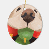 Funny Golden Retriever met Kerstval Mouth Keramisch Ornament (Links)