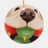 Funny Golden Retriever met Kerstval Mouth Keramisch Ornament (Achterkant)
