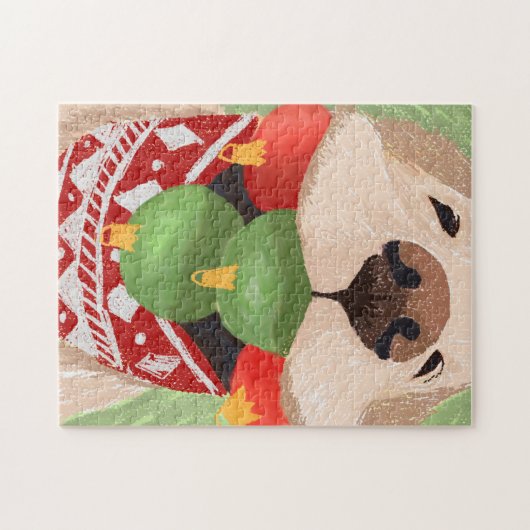 Funny Golden Retriever met Kerstval Mouth Legpuzzel (Horizontaal)