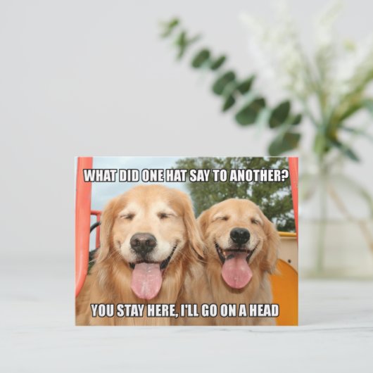 Funny Golden Retriever Pet Joke Meme Briefkaart (Staand voorkant)