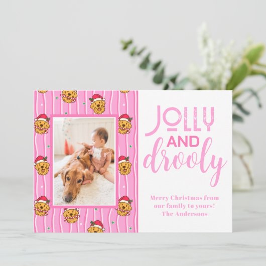 Funny Golden Retriever Photo Feestdagenkaart (Staand voorkant)