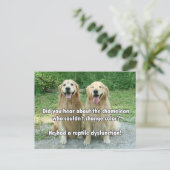 Funny Golden Retriever Reptile Dysfunction Joke Briefkaart (Staand voorkant)