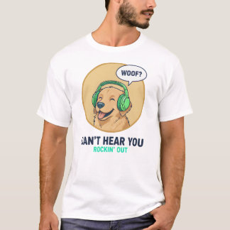 Funny Golden Retriever With Headphones T-shirt