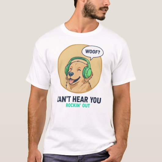 Funny Golden Retriever With Headphones  T-shirt (Voorkant)