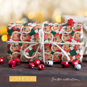 Funny Golden Retriever ziet kerstpatronen Cadeaupapier