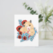 Funny Golden Syrian hamster zit in bloemen Briefkaart (Staand voorkant)