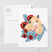 Funny Golden Syrian hamster zit in bloemen Briefkaart (Voorkant / Achterkant)