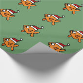 Funny Goldfish in Santa Hat-kerstkunst Cadeaupapier (Hoek)