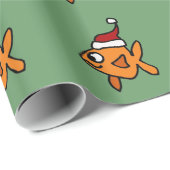 Funny Goldfish in Santa Hat-kerstkunst Cadeaupapier (Rol Hoek)