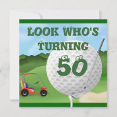 Funny Golf 50th Birthday Invitations SJABLOON Kaart (Voorkant)