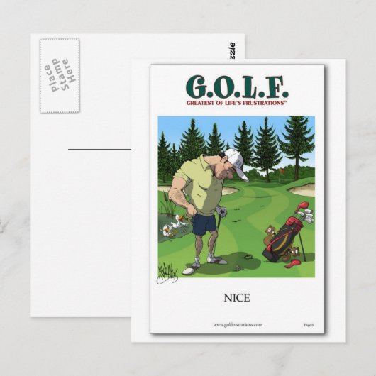 Funny golf afbeelding briefkaart (Voorkant / Achterkant)
