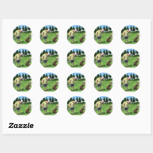Funny golf afbeelding ronde sticker (Vel)