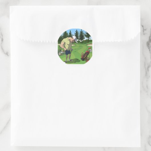 Funny golf afbeelding ronde sticker (Tas)