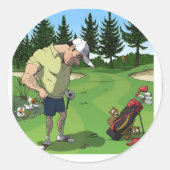 Funny golf afbeelding ronde sticker (Voorkant)