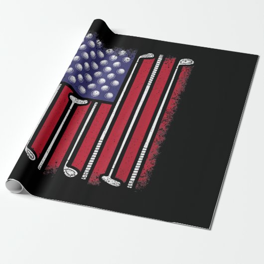 Funny Golf American Flag Golf Speler  Golfe Cadeaupapier (Uitgerold)