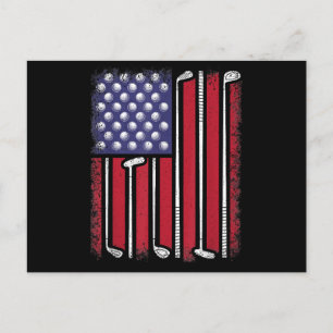 Funny Golf American Flag Golf Speler Golfe Feestdagenkaart