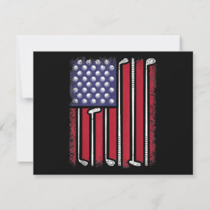 Funny Golf American Flag Golf Speler Golfe Feestdagenkaart
