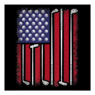 Funny Golf American Flag Golf Speler Golfe Perfect Poster