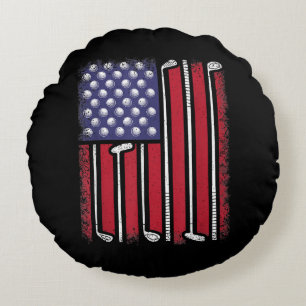 Funny Golf American Flag Golf Speler Golfe Rond Kussen