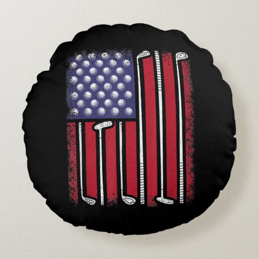 Funny Golf American Flag Golf Speler Golfe Rond Kussen (Voorkant)