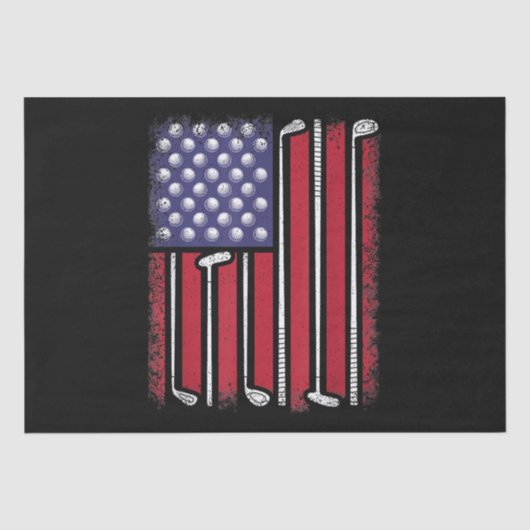 Funny Golf American Flag Golf Speler Golfe Tissuepapier (Voorkant)