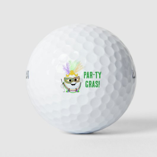 Funny Golf Ball Celebrating Mardi Gras  Golfballen (Voorkant)