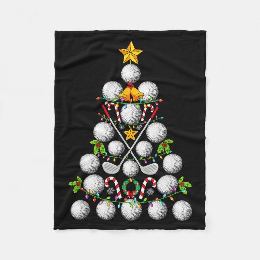 Funny Golf Ball Christmas Tree Christmas Golf Love Fleece Deken (Voorkant)