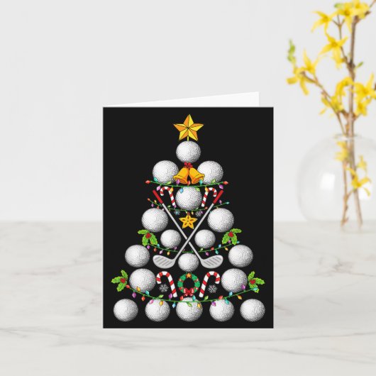 Funny Golf Ball Christmas Tree Christmas Golf Love Kaart (Gele Bloem)