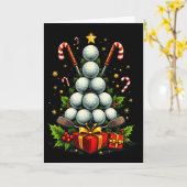 Funny Golf Ball Christmas Tree Santa Hat Xmas Tee  Kaart (Gele Bloem)