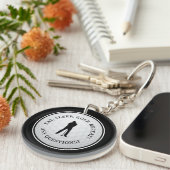 Funny Golf Ball Golfer Monogram voor hem Black F Sleutelhanger (Voorkant Rechts)