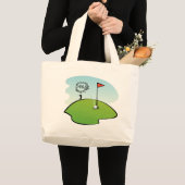 FUNNY GOLF BALL HOLE IN ÉÉN, GOLFER GIFT GROTE TOTE BAG (Voorkant (product))