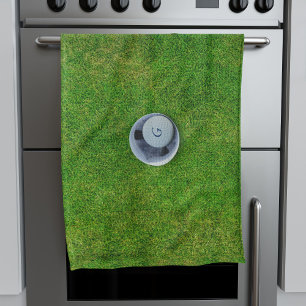 Funny Golf Ball Monogram Green Kitchen Towel Theedoek