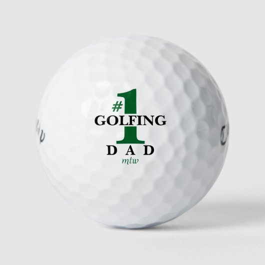Funny Golf Balls #1 Best Golfing Dad Monogramed Golfballen (Voorkant)