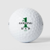 Funny Golf Balls #1 Best Golfing Dad Monogramed Golfballen (Voorkant)