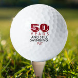 Funny Golf Balls 50th Birthday Party Monogrammed Golfballen<br><div class="desc">Je golfer, die vijftig wordt, zal een lach krijgen van deze gepersonaliseerde Golf Balls. Biedt een design met tekst die "50 jaar en nog steeds zwevend" staat. (U kunt het aantal in om het even welk jaar en kleur in uw keus veranderen.) Personaliseer met monogrammed initialen, naam of datum. Een...</div>