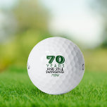 Funny Golf Balls 70th Birthday Party Monogrammed Golfballen<br><div class="desc">Je golfer die 70 wordt zal een lach krijgen van deze gepersonaliseerde Golfballen. Biedt een ontwerp met tekst die "70 jaar en nog steeds zwevend" luidt. (U kunt het aantal in om het even welk jaar en kleur in uw keus veranderen.) Personaliseer met monogrammed initialen, naam of datum. Een perfect...</div>
