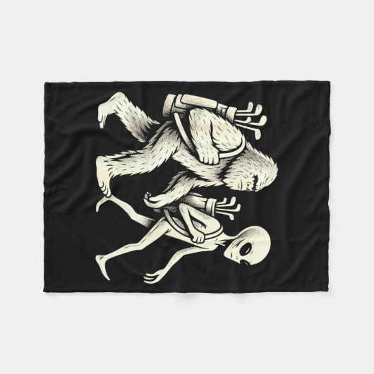 Funny Golf Bigfoot Sasquatch Alien Ufo Golfer Fleece Deken (Voorkant (Horizontaal))