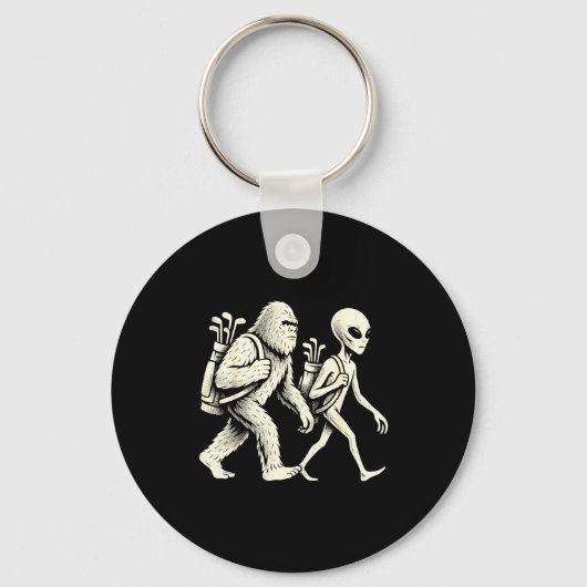 Funny Golf Bigfoot Sasquatch Alien Ufo Golfer  Sleutelhanger (Voorkant)