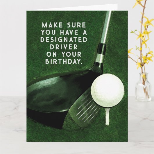 Funny Golf Birthday Kaart (Gele Bloem)