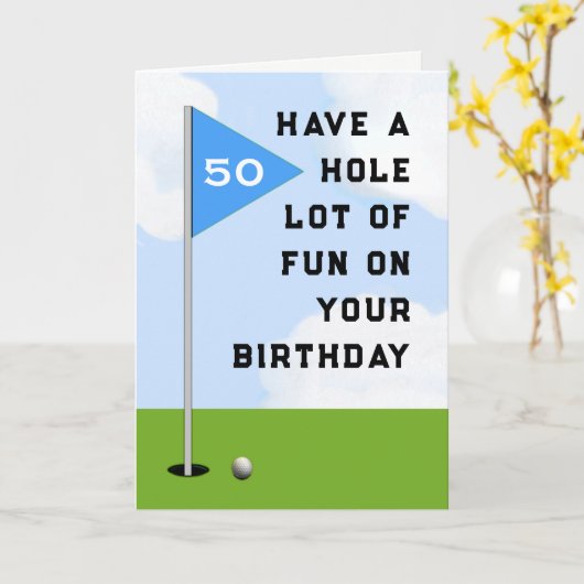 Funny Golf Birthday Kaart (Gele Bloem)