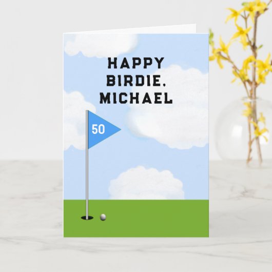 Funny Golf Birthday Kaart (Gele Bloem)